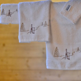 White ski track mountain terry linen collection.