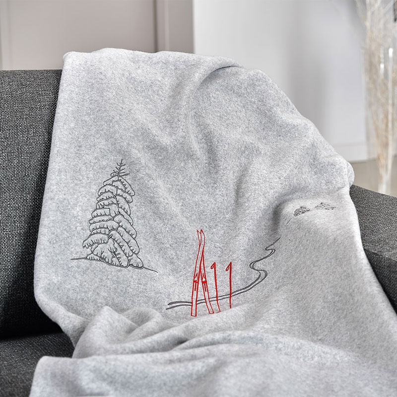 Grey Blanket with ski trace