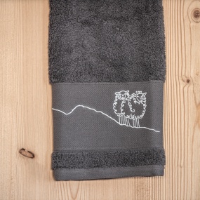 Grey bath towel with sheeps 20 x 40 in