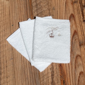 Manopla de baño Blanca - Teleférico (Pack de 3)