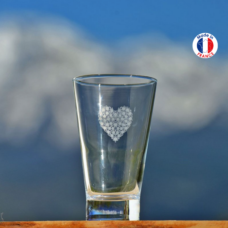 Verre bombé Flocon Blanc