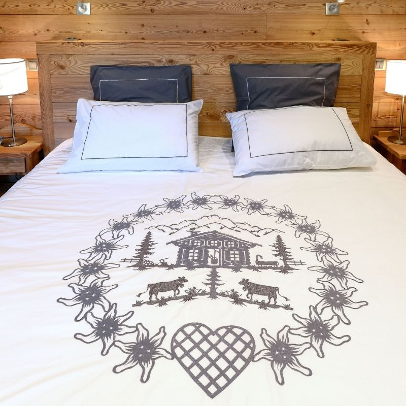 housse de couette chalet gris deco montagne