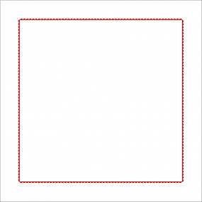 Square white cotton percale pillowcase embroidered with a red border.