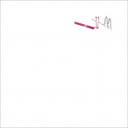Taie d'oreiller montagne en percale de coton blanche brodée de motifs skis rouges et d'un sapin gris.