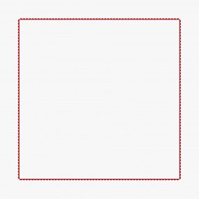Square white cotton percale pillowcase embroidered with a red border.