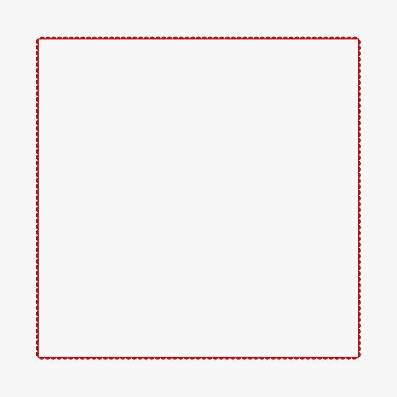 Square white cotton percale pillowcase embroidered with a red border.