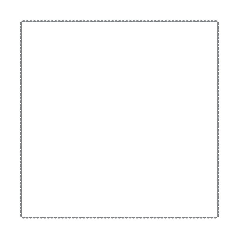 Square white cotton percale pillowcase embroidered with a gray border.