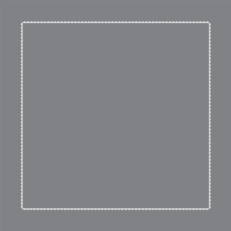 Square gray cotton percale pillowcase embroidered with a white border.