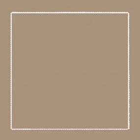 Square taupe cotton percale pillowcase embroidered with a white border.