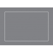 Rectangular gray cotton percale pillowcase embroidered with a white border.