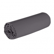 Sábana bajera de percal de algodón gris liso.