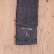 Grey guest towel with skier 12x20 in (pack of 3)