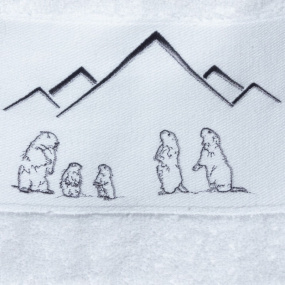 White guest towel with Marmots 12x20 in (Pack of 3)