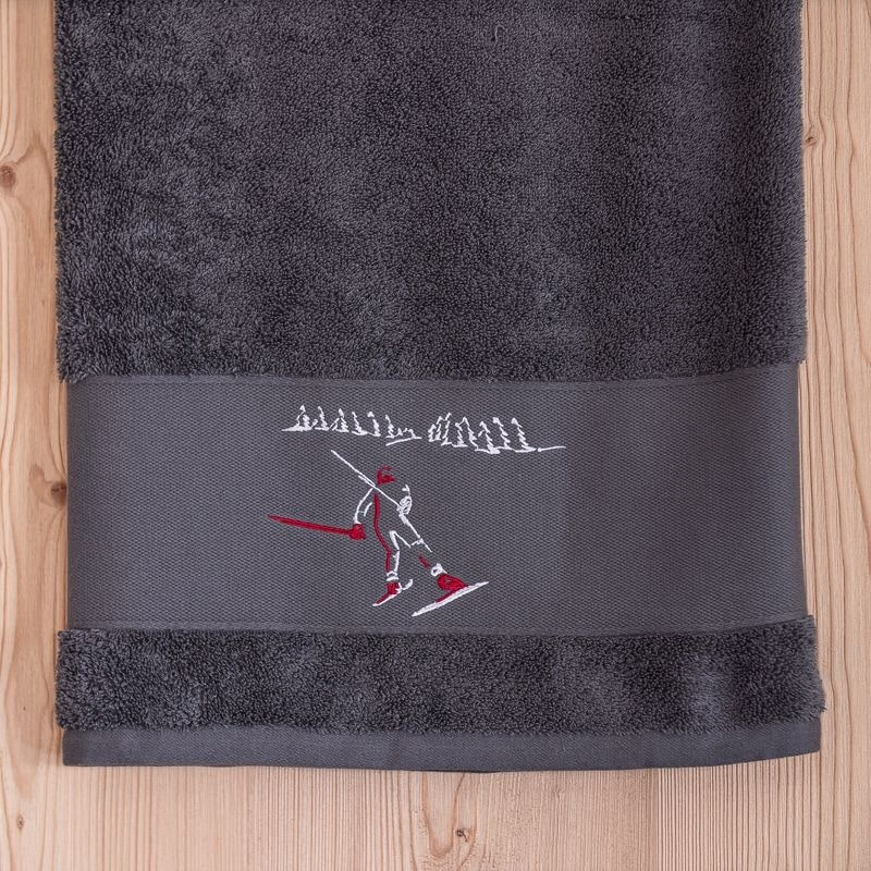 Asciugamano da bagno Sciatore grigio 100x150cm