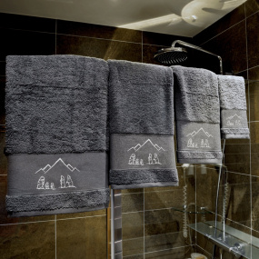 Grey shower towel with...