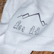 White bath sheet with Marmots 40x60 in