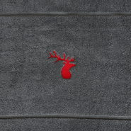 Grey bath mat with a deer 20 x 31 in