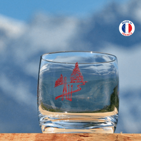 Glass water with ski marks...