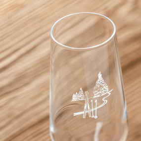 bicchiere da champagne sci bianco