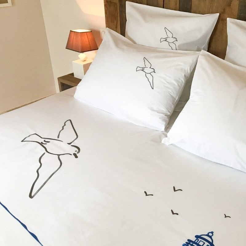 Pillow case with a seagull