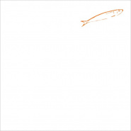 White cotton percale pillowcase with sea-themed design, embroidered with an orange sardine.