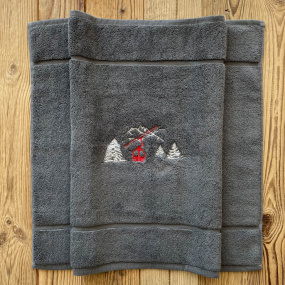Grey Bath mat with cable car