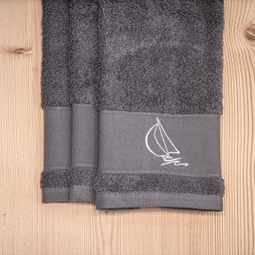 Grey guest Towel with Boat...