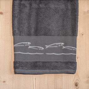 Grey Shower towel with Fish...