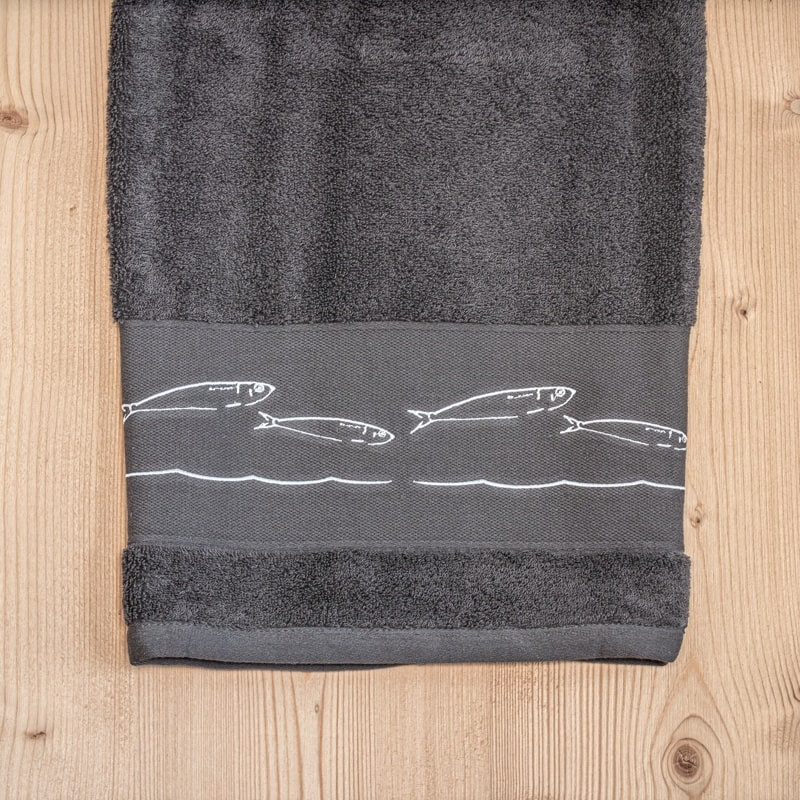 Drap de douche Poisson Gris 70x140cm