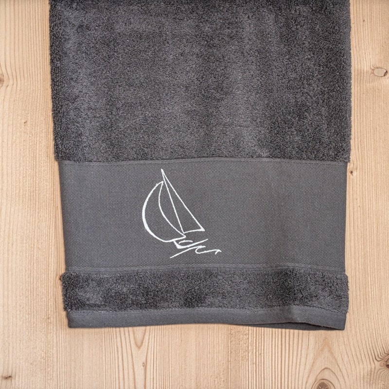 Drap de douche bateau gris, linge de bain bord de mer