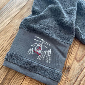 Grey Bath towel with chairlift