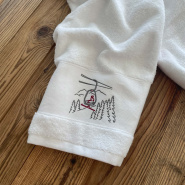 White Shower Towel with a Chairlift 28x55 in