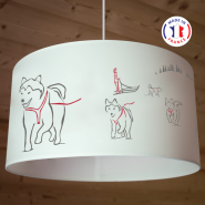 Pendant light with sled dogs Ø18 in