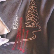 Plaid da montagna grigio disegno sci