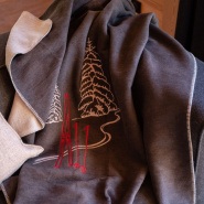 Plaid da montagna grigio disegno sci