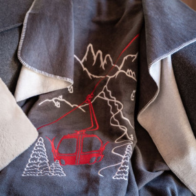 Plaid da montagna grigio disegno funivia