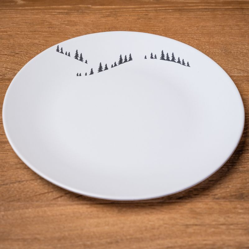 Assiette plate montagne Sapins gris