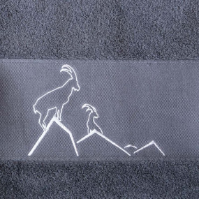 Grey Guest towel (pack of 3) with Ibex