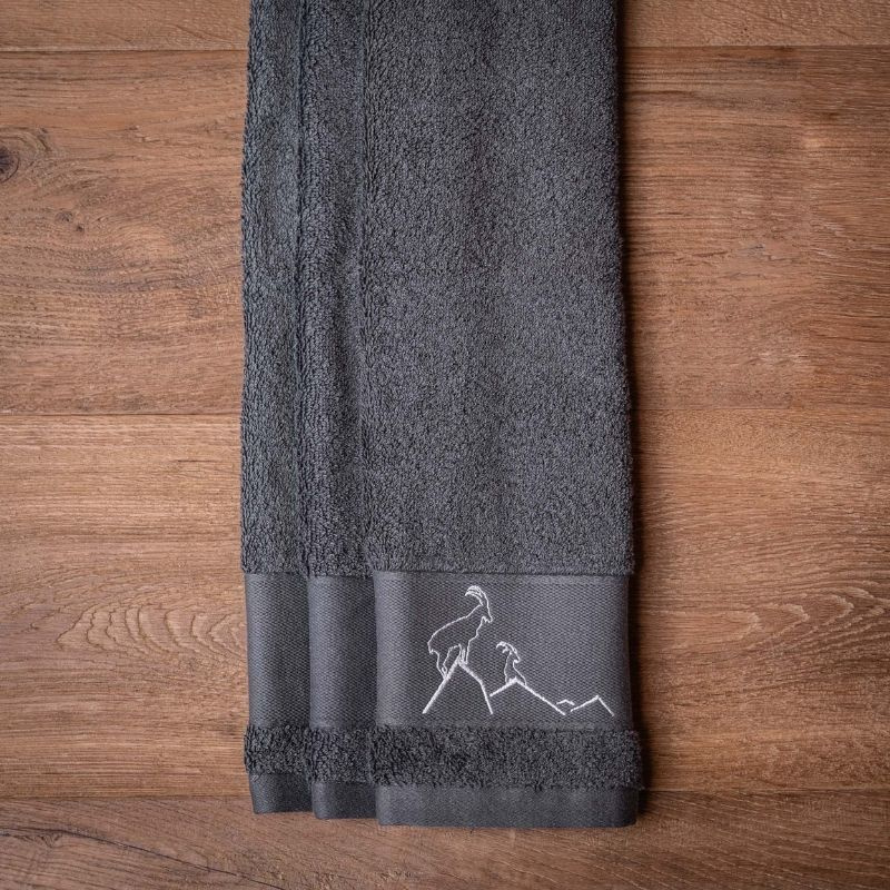 Grey Guest towel (pack of 3) with Ibex