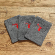 Grey washcloth with a deer 6x8 in (pack of 3)