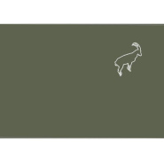 Rectangular mountain-style pillowcase in green cotton percale, embroidered with a white ibex motif.