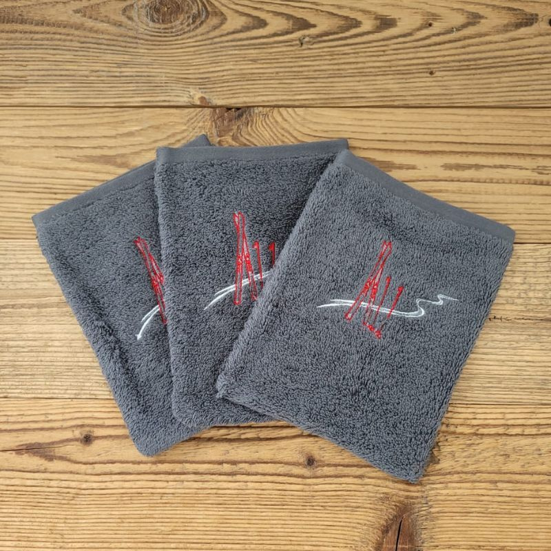 Grey washcloths with a ski trace 6x8 in (Pack of 3)