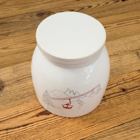 Mountain cable car cookie jar