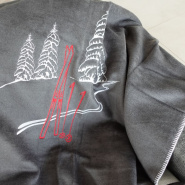 Plaid da montagna grigio disegno sci