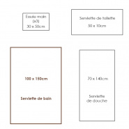 Schema delle dimensioni della biancheria da bagno boa da segnalazione.