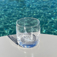 Seaside Water Glass with sailboat Design