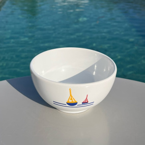 Seaside bowl with a beacon motif in a medallion.