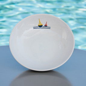 Soup plate with seaside buoys