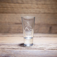 Mountain liqueur glass decorated with a design of two ibexes.
