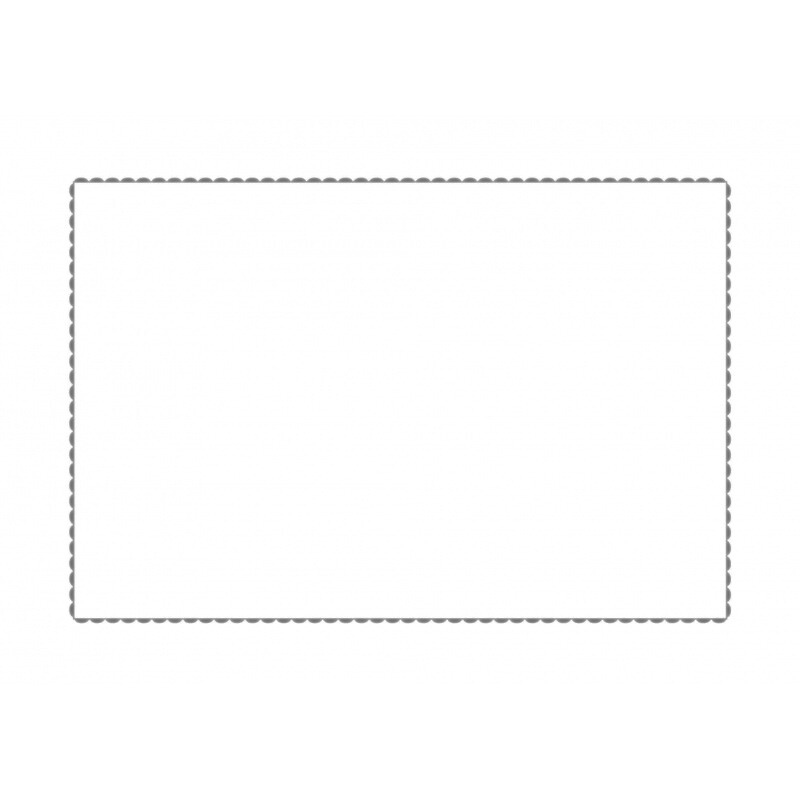 Rectangular white cotton percale pillowcase embroidered with a gray border.